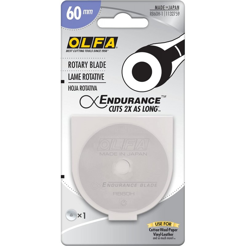 OLFA 60mm 로터리 패브릭 커터 교체 블레이드 1개(RB60H-1)