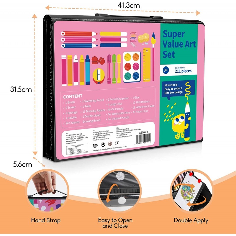 KIDDYCOLOR 어린이 미술 용품, 어린이를 위한 휴대용 그림 및 드로잉 아트 키트