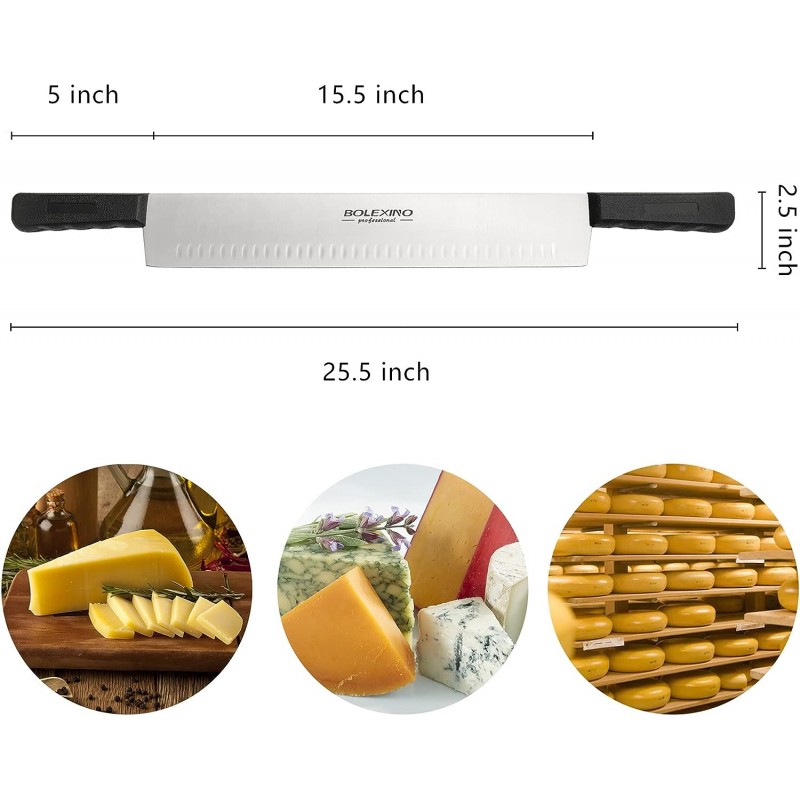 BOLEXINO 샤퀴테리용 16인치 더블 핸들 치즈 나이프, 케이크, 야채, 비누 등