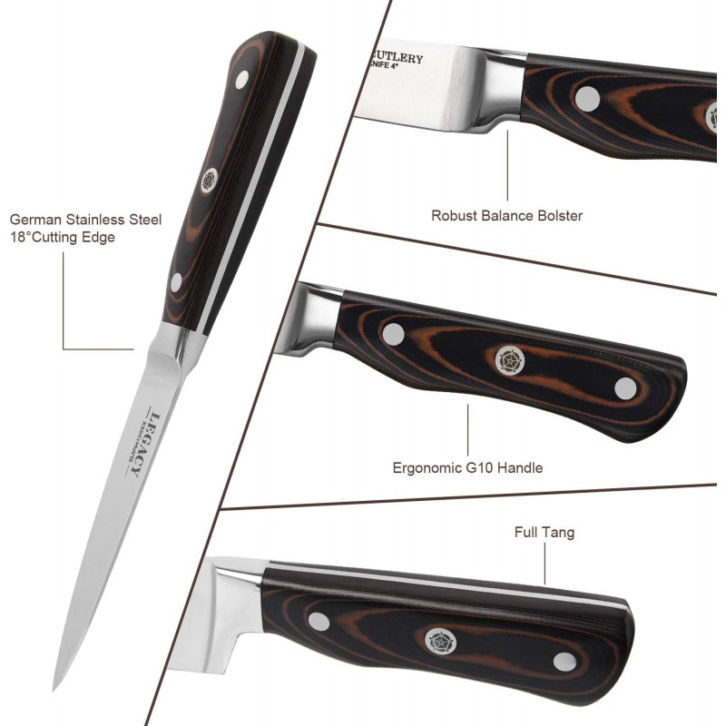 TUO 주방 유틸리티 나이프-5인치 다용도 요리 칼- 독일 스테인레스 스틸 G10 선물 상자