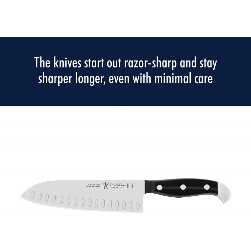 HENCKELS 성명서 면도칼처럼 날카로운 중공 날 산토쿠 칼 7인치