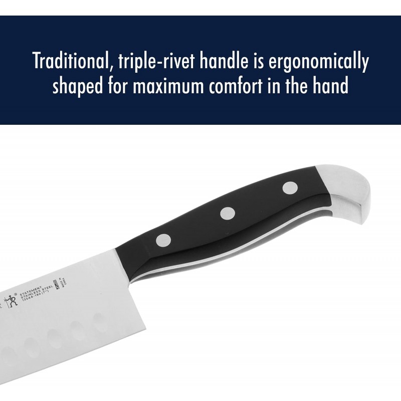 HENCKELS 성명서 면도칼처럼 날카로운 중공 날 산토쿠 칼 7인치