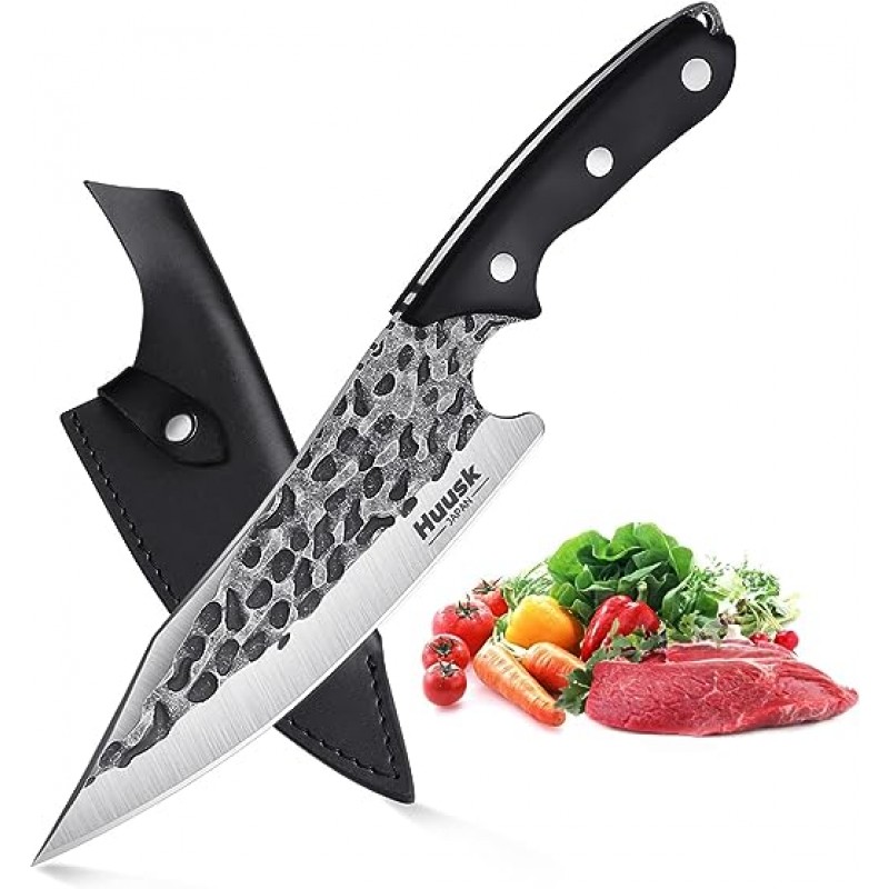 칼집이 있는 Huusk 요리사 칼 고탄소강으로 단조된 바이킹 칼