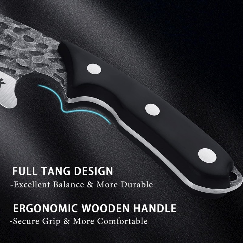 칼집이 있는 Huusk 요리사 칼 고탄소강으로 단조된 바이킹 칼