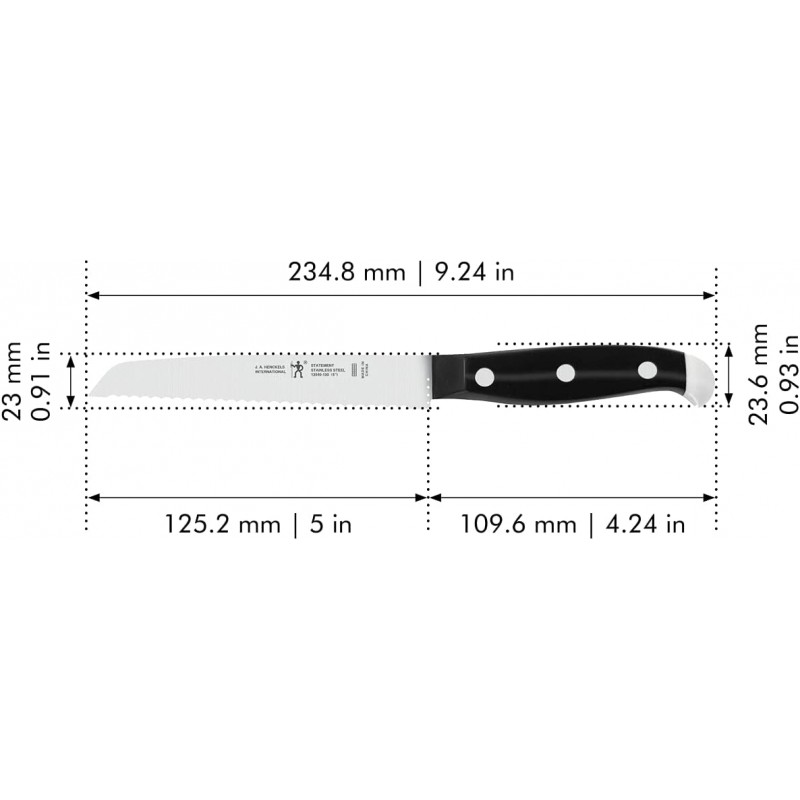 HENKELS 성명서 톱니 모양의 만능 칼, 5인치, 검은색/스테인리스 스틸