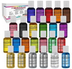 U.S. Cake Supply 디럭스 24병 에어브러쉬 케이크 색상 세트- 가장 인기 있는 22가지 색상 20ml