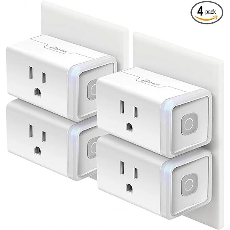 Kasa 스마트 플러그 HS103P4, Alexa, Echo 스마트 홈 Wi-Fi 콘센트 15Amp, UL 인증, 4팩