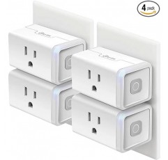 Kasa 스마트 플러그 HS103P4, Alexa, Echo 스마트 홈 Wi-Fi 콘센트 15Amp, UL 인증, 4팩