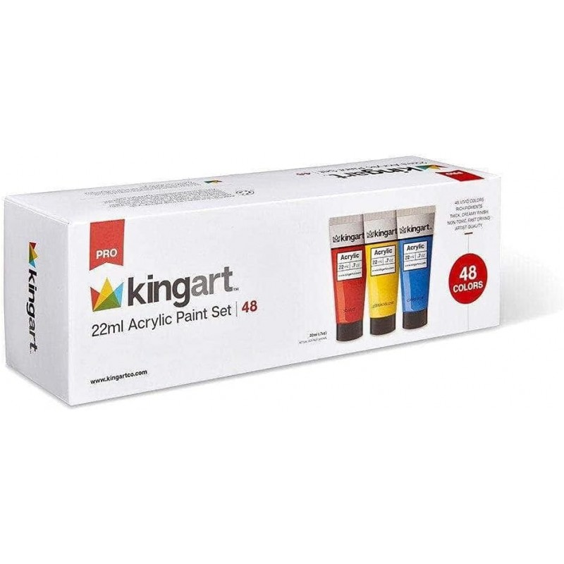 KINGART 500-48 22ml 세트 48개 아크릴 페인트 세트, 고유 색상 48개