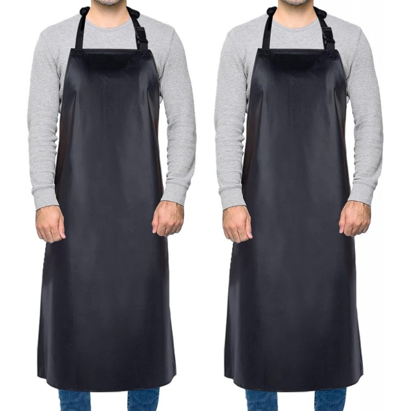 Homsolver 2Pack 방수 고무 비닐 앞치마 주방용 정육점 화학성 앞치마