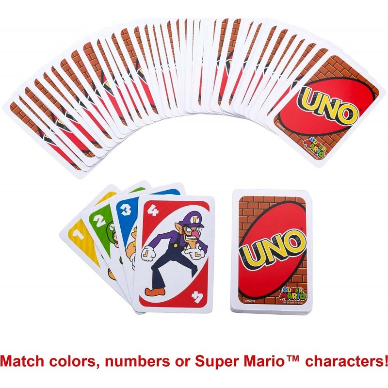 Mattel Games UNO 슈퍼 마리오 애니메이션 캐릭터 테마  카드 게임