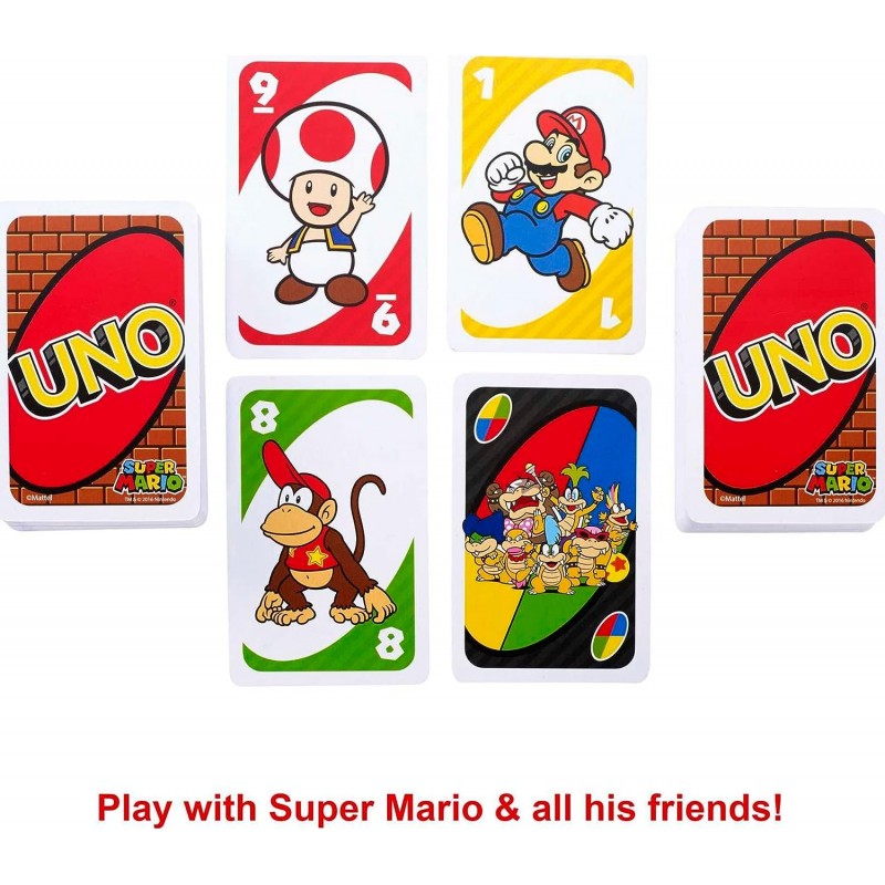 Mattel Games UNO 슈퍼 마리오 애니메이션 캐릭터 테마  카드 게임