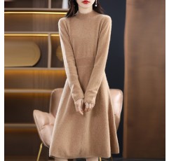 슬림하고 슬림 한 속옷 긴팔 니트 드레스 여성 초가을 새로운 기질 통근 얇은 섹션 착용 부드러운 왁스 탑