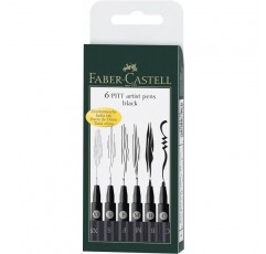 Faber Castell 파버 카스텔 다양한 팁이 포함된 피트 아티스트 펜 6개 블랙