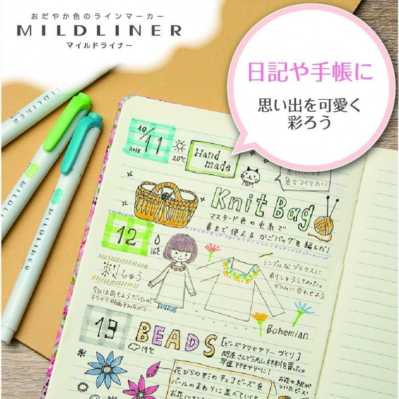 Zebra Mildliner - 25가지 색상의 텍스트 마커 세트