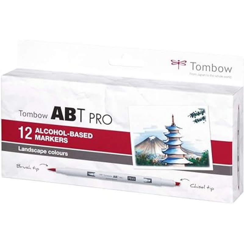 Tombow 톰보우 ABTP-12P-4 마커 ABT PRO 두가지 팁 가로 색상