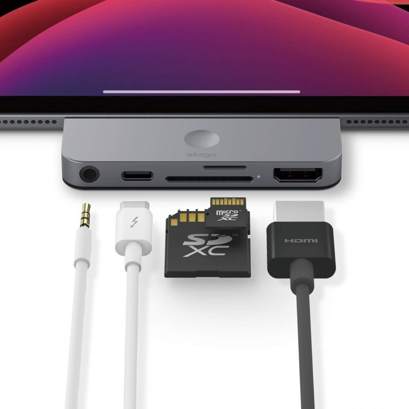 ELAGO Apple iPad 및 기타 USB-C 장치와 호환되는 알루미늄 Type-C 포켓 프로 허브 어댑터