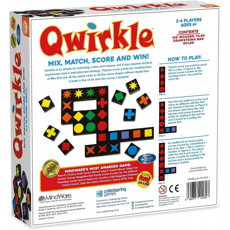 Mindware 마인드웨어 Qwirkle UK Edition(신규) 보드게임 5세 이상 어린이