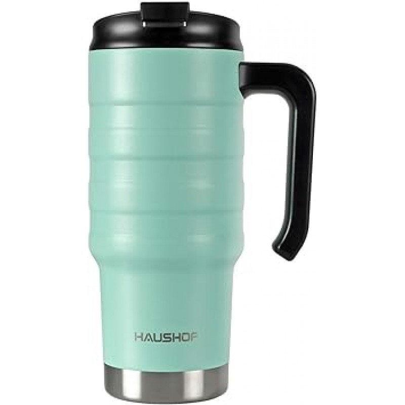 HAUSHOF 단열 보온 머그 700 ml 여행, 자동차, 사무실, BPA 프리용 뚜껑과 손잡이 포함