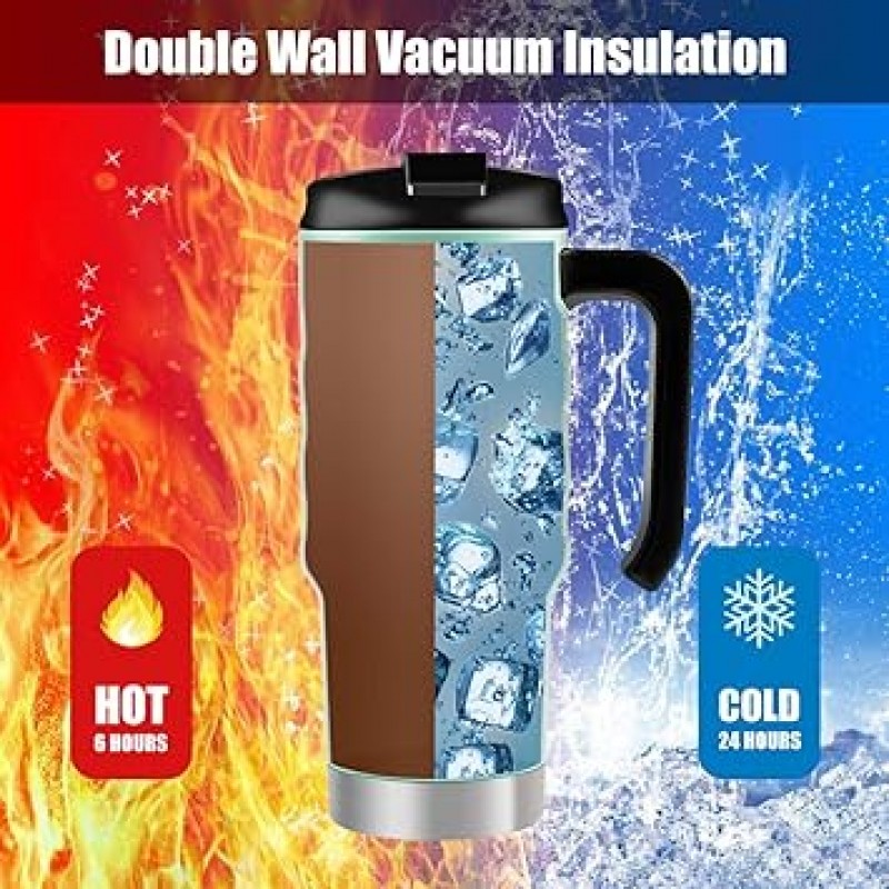 HAUSHOF 단열 보온 머그 700 ml 여행, 자동차, 사무실, BPA 프리용 뚜껑과 손잡이 포함