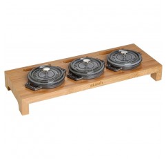 STAUB 스타우브 미니 코코트 3개용 서빙보드 목재, 42 x 16 x 5 cm