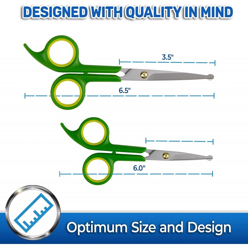 PET MAGASIN 일본식 스테인리스 스틸 그루밍 가위(2) 얼굴털용 및 둥근 팁이 있는 다듬기용