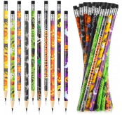 할로윈 연필 대량, 지우개가 달린 귀여운 나무 연필 다양한 모듬 패턴 (50Pcs)
