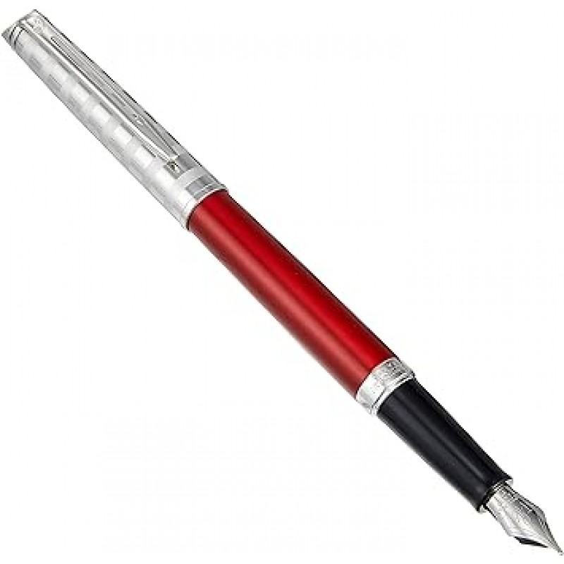 WATERMAN CT 2125585 공식 만년필, F, 파인 포인트, 메트로폴리탄 디럭스 스트라이프 레드, 겸용형