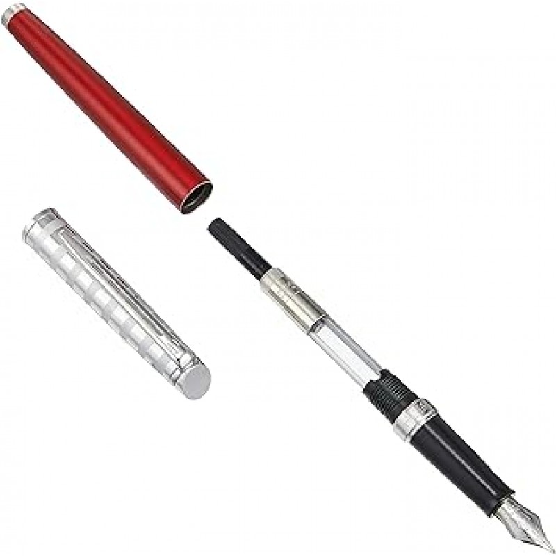 WATERMAN CT 2125585 공식 만년필, F, 파인 포인트, 메트로폴리탄 디럭스 스트라이프 레드, 겸용형