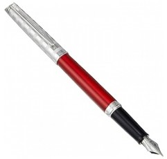 WATERMAN CT 2125585 공식 만년필, F, 파인 포인트, 메트로폴리탄 디럭스 스트라이프 레드, 겸용형