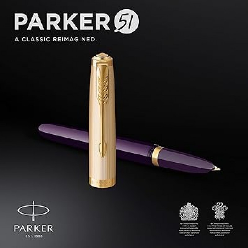 PARKER 2123516 프리미엄 플럼 GT 만년필, 파인 포인트, 18K 골드 펜촉, 선물 상자, 정품 수입