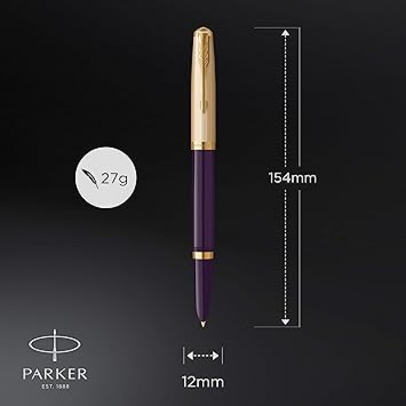 PARKER 2123516 프리미엄 플럼 GT 만년필, 파인 포인트, 18K 골드 펜촉, 선물 상자, 정품 수입