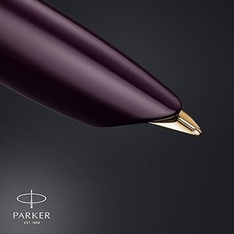 PARKER 2123516 프리미엄 플럼 GT 만년필, 파인 포인트, 18K 골드 펜촉, 선물 상자, 정품 수입