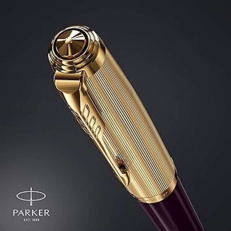 PARKER 2123516 프리미엄 플럼 GT 만년필, 파인 포인트, 18K 골드 펜촉, 선물 상자, 정품 수입