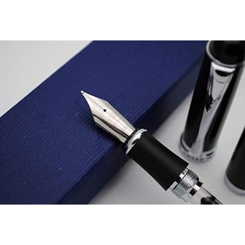 JINHAO X750 만년필, 메탈 펜, 미디엄 펜촉, M 타입, 0.7mm(브라이트 블랙)