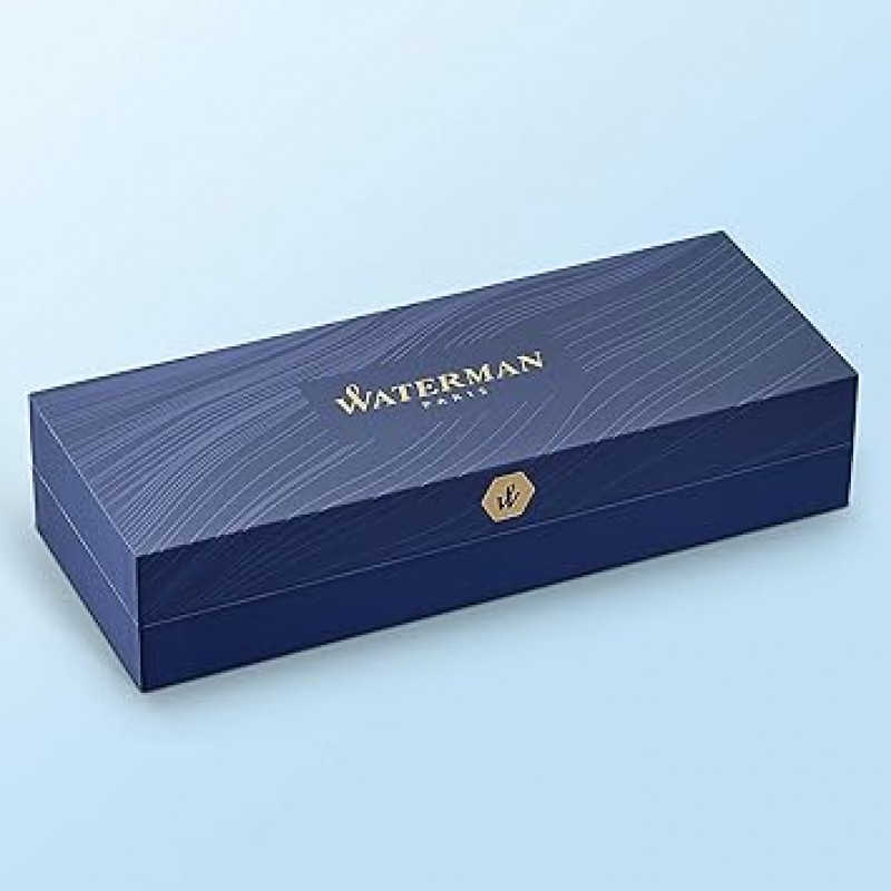 워터맨 반구형 선물 상자에는 미디엄 펜촉 골드 트림 만년필이 포함되어 있습니다. – 스테인레스 스틸 만년필(병행수입품)