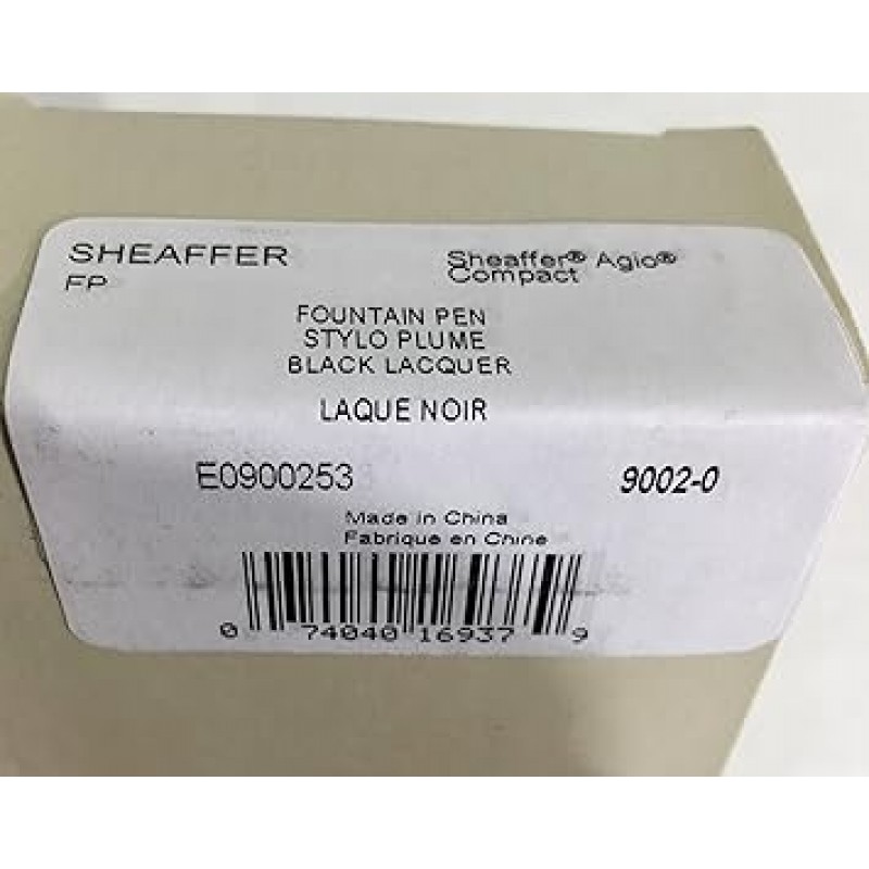 Sheaffer Agio 컴팩트 만년필 미디엄 닙 카트리지 블랙 래커 마무리 22K 골드 플레이트 트림 (SH/9002-0)