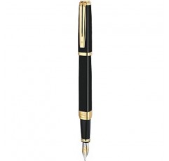 Waterman – Exception : Ideal 블랙 GT fountain-pen, 골드 트림, 솔리드 골드 18 kt Fine 펜촉.