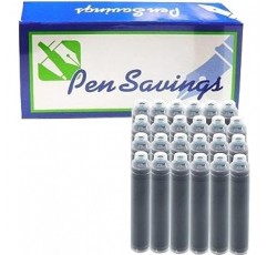 Pen Savings 만년필 잉크 카트리지 국제 표준 짧은 2.6mm 보어 서예 24 팩 오션 틸