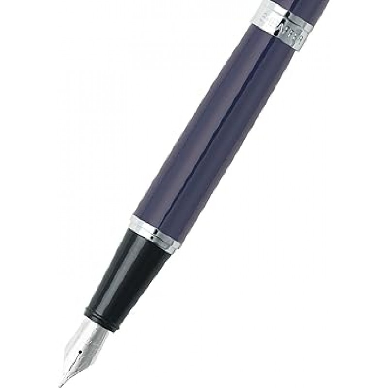 Sheaffer 300, 글로스 블루, 크롬 플레이트 트림, Fountain 펜 : Medium 펜촉 (e0932853)