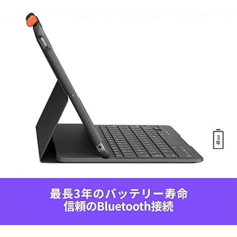 Logitech iK1055BK Graphite SLIM FOLIO 얇은 Bluetooth 키보드 iPad 10.2 인치 9세대 8세대 7세대 키보드 케이스와 호환 가능