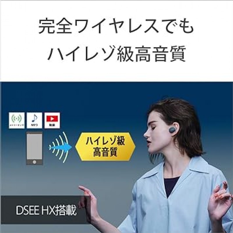 Sony WF-H800 WF-H800 완전 무선 이어폰, 고해상도 클래스, Amazon Alexa, 최대 8시간 연속 재생, 소형, 경량, 높은 연결 안정성, 전용 앱 호환, 마이크, 2020 모델, 360 Reality Audio 인증 모델, 파란색