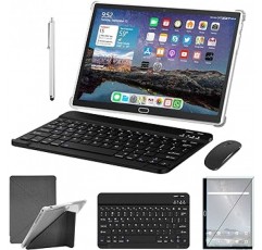 2023 New 2 in 1 태블릿 PC Android 11.0 태블릿 4GB RAM + 64GB ROM + 512GB TF 확장 10인치 태블릿 WiFi 연결 8코어 CPU, 3G SIM 통신 지원, 1280 x 800 해상도 HD IPS 디스플레이, 13MP + 5MP 카메라, 키보드/케이스 / 마우스 포함, 6000mAh 배터리 + Type-C 충전 보트 ​​+ GPS + Bluetooth 55.0+ gms 인증 태블릿 PC, 회색 일본어 사용 설