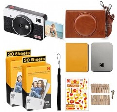 Kodak KODAK Mini Shot 2 Retro 4PASS 2-in-1 인스턴트 카메라 및 포토 프린터(5,3x8,6cm) + 68피스 선물 번들, 화이트