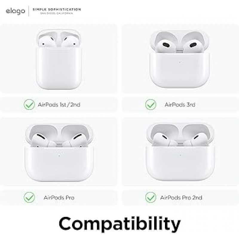 elago AirPods 호환 이어훅, 이어폰, 낙하 방지, 액세서리, 이어피스, 이어폰 홀더, Apple AirPods 1 / AirPods 2 호환 무선 충전 케이스, Airpods 호환, EAR HOOK White