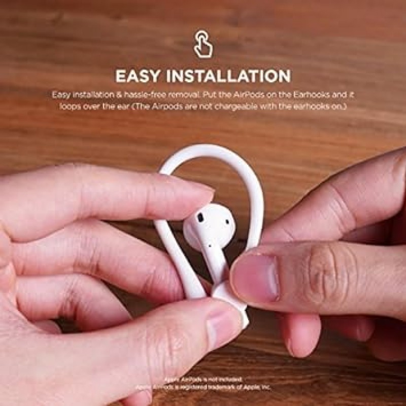 elago AirPods 호환 이어훅, 이어폰, 낙하 방지, 액세서리, 이어피스, 이어폰 홀더, Apple AirPods 1 / AirPods 2 호환 무선 충전 케이스, Airpods 호환, EAR HOOK White