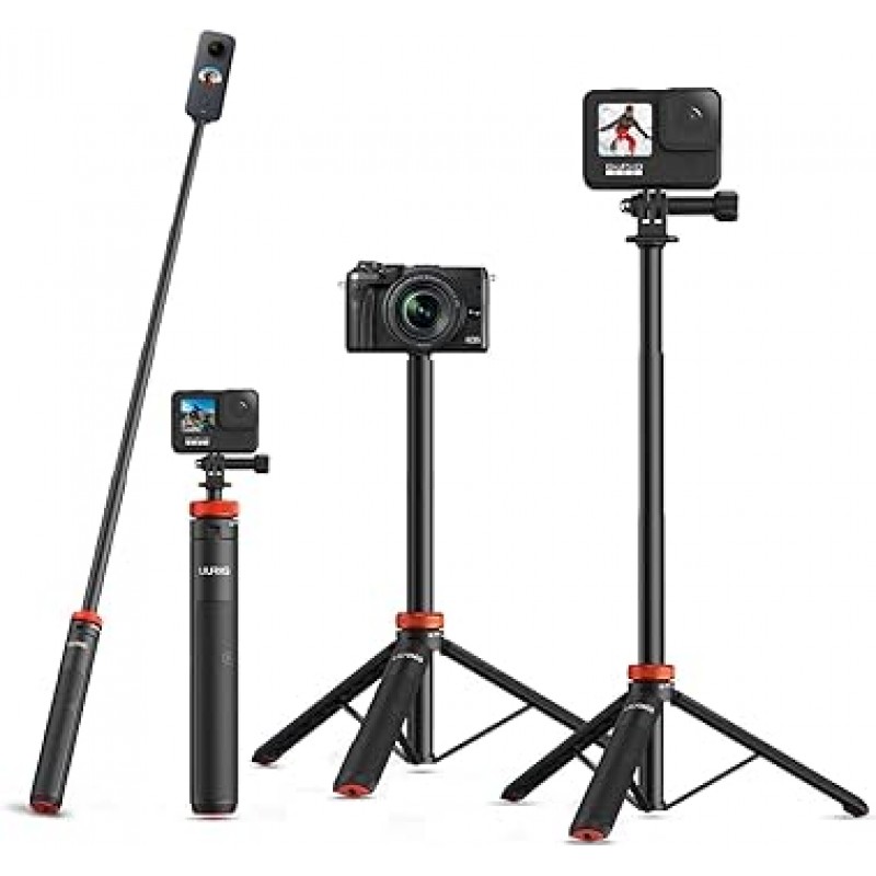 UURig TP-03 Gopro 용 Selfie 스틱 130cm Selfie 스틱 보이지 않는 Selfie 스틱 Insta360 Selfie 스틱 GoPro 삼각대 액세서리 Osmo Action 3 용 휴대용 안정 삼각대 Insta360 GoPro Hero 11/10/9/8/7 용 x3 Selfie 스틱 DJI Action 3/2 For Insta360 ONE X3/X2/GO 2/ONE RS 1