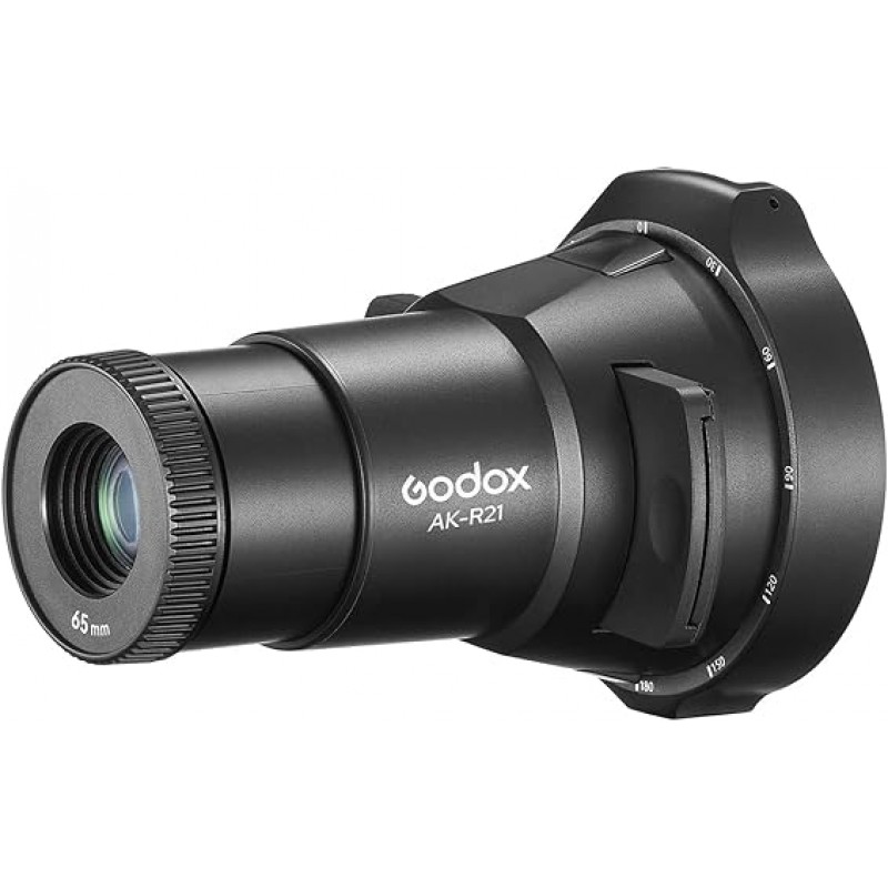 Godox AK-R21 카메라 플래시 프로젝터 세트 65mm 프로젝션 렌즈 + 라운드 헤드 플래시 마운트 어댑터 + 슬라이드 박스 + 슬라이드 2개 + Godox AD100 Pro/ AD200/ AD200 Pro/ V1 시리즈 플래시용 보관 가방