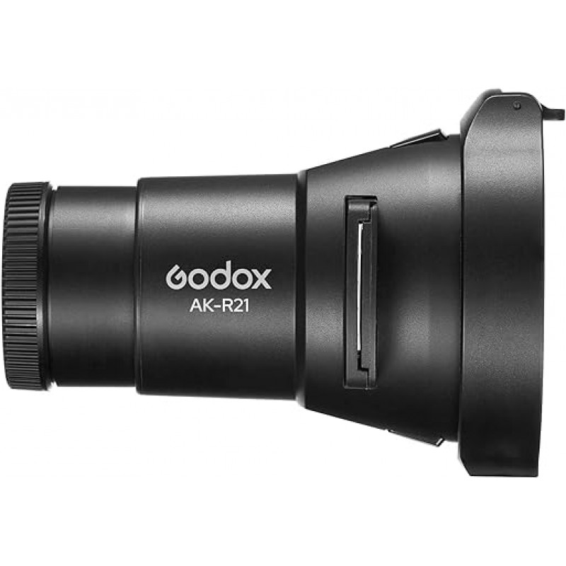 Godox AK-R21 카메라 플래시 프로젝터 세트 65mm 프로젝션 렌즈 + 라운드 헤드 플래시 마운트 어댑터 + 슬라이드 박스 + 슬라이드 2개 + Godox AD100 Pro/ AD200/ AD200 Pro/ V1 시리즈 플래시용 보관 가방