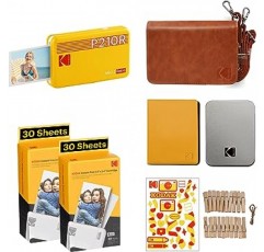 Kodak KODAK Mini 2 Retro 4PASS 휴대용 포토 프린터(5,3 x 8,6 cm) + 68 선물 번들, 노란색